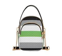 EOSDT Bolsos de hombro único con correa de cadena, bolso acolchado para teléfono celular, bolso cruzado para mujer, con bandera del orgullo y identidad sexual