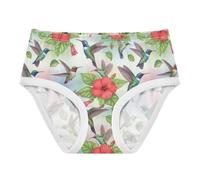 EOSDT Calzoncillos para niñas, estampado de pájaro acuarela rojo | Ropa interior para niñas, tela transpirable, panel trasero de una sola pieza, hecha para niñas jóvenes y uso diario