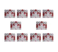 Eoslcusmvl 10X Camino de Mesa Bordado de Navidad, Toalla de Mesa Larga de Lujo de Poinsettia de Acebo para Decoraciones de Navidad, 15 X 70 Pulgadas