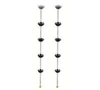 Eoslcusmvl 2X Cadena de Lluvia, Cadena Receptora de Lluvia Lotus para Canalones Exteriores, Copas de Cadena de Lluvia para Reemplazar la Bajante de Canalón, Desviar el Agua