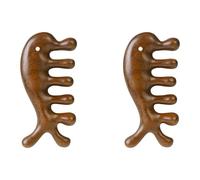 Eoslcusmvl 2X Peine Masajeador de Madera para el Cabelludo,Herramienta de Acupresión con Peine de Dientes Anchos de Sándalo Verde, Herramientas Portátiles de Masaje de Madera