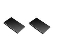 Eoslcusmvl 2X Portatarjetas de Presentación, Estuche Delgado para Tarjetas de Presentación, Estuche de Bolsillo para Tarjetas de Metal, Portatarjetas de Identificación Tipo Monedero, Negro