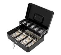 Eouayoree Caja de Seguridad de Metal con Cerradura y Bandeja para Efectivo, Multicompartimento, Portátil, para el Hogar A