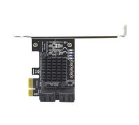 Eouayoree Tarjeta Adaptadora de Disco Duro SSD con Chip ASM1064, Tarjeta de Expansión PCIe III de 4 Puertos, Controlador A PCI-e 1X de 6 Gbps.