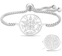 Eouyt Brazalete Nudo de Bruja Tetragrammaton Pentagrama Colgante Nudo Celta Ajustable Protección Joyería Pagana Brujería para Mujer Hombre, Plata 3