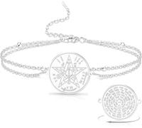 Eouyt Brazalete Nudo de Bruja Tetragrammaton Pentagrama Colgante Nudo Celta Ajustable Protección Joyería Pagana Brujería para Mujer Hombre, Plata 7