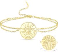 Eouyt Brazalete Nudo de Bruja Tetragrammaton Pentagrama Colgante Nudo Celta Ajustable Protección Joyería Pagana Brujería para Mujer Hombre, Oro 7