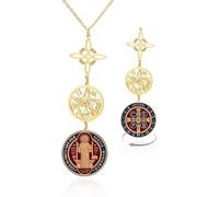 Eouyt Colgante Nudo de Bruja Tetragrammaton Pentagrama Medalla San Benito Símbolo Celta Acero Inoxidable Amuleto Pagano Triple Protección Joyería Mujer Hombre, Oro-Triple Protección 2