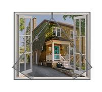 Eouyt Ventana Mosquiteras 110x120cm Cortina de Puerta con Cremallera Pantalla Mosquitera Universal Malla Lavable Cualquier Marco de Ventana, Gris