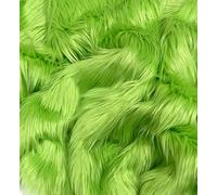 EOVEA Tela de pelo sintético largo tipo peluche, suave y esponjosa, ancho 150 cm y longitud 0,9 m, venta por metro, para costura, manualidades, disfraces, tapicería y decoración del hogar, verde lima