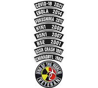 EOW - Juego de parches de veterano con el texto "End of the world Veteran", para coser/planchar | 90 x 90 mm 180 x 90 mm 180 x 90 mm