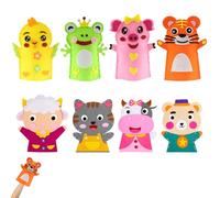 Eowppue Children's Sewing Kit 8 Pieces Educational Crafts Montessori Soft Felt Animals with Plastic Needle for Theater and Creative Games