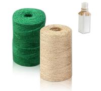 Eowppue Paquete de 2 Cuerdas de Yute de 100 m,Yute Alambre Fino Diámetro 2mm, 100% Natural, Durable y Reutilizable para una Amplia Gama de usos y proyectos