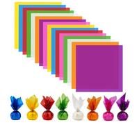 eowqeiur Envoltura de celofán de colores, 208 hojas de celofán de 7.5 x 7.5 pulgadas, envoltura de plástico transparente de colores para Navidad, San Valentín, manualidades, decoraciones