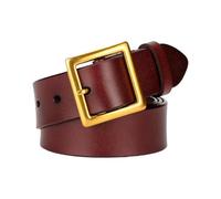 Eoyajsze Cinturón de cuero genuino con hebilla de pasador, Marrón rojizo, 110 cm