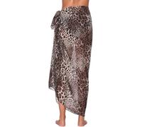 EOYVAIL Camisolas y pareos para mujer,Vestido playero largo de gasa con estampado de leopardo para mujer, tipo bikini, tipo bufanda.