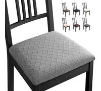 Eozakavod Funda para Silla 4 Piezas Fundas Elásticas, Fundas de Asiento para Silla, Fundas Sillas Comedor Lavable Desmontable para Comedor Hotel Decoración(Grigio Argento,Pack de 4)-B