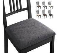 Eozakavod Funda para Silla 6 Piezas Fundas Elásticas, Fundas de Asiento para Silla, Fundas Sillas Comedor Lavable Desmontable para Comedor Hotel Decoración(Grigio Scuro, Pack de 6)-B