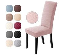 Eozakavod Fundas para sillas 6 Piezas Jacquard Fundas sillas Comedor Fundas elásticas Extraíbles y Lavables Comedor Cubierta de Asiento Duradera Modern Boda Decor Restaurante (Rosado, 6 Piezas)