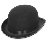 EOZY Bowler para los Hombres Mujeres Derby Vintage Fedora Sombrero Rollo Crepes Pluma extraíble Disfraz de Fiesta Negro Talla única