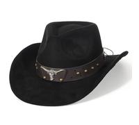 EOZY Sombrero de vaquera para mujeres y hombres, de ante, Negro , 56/58 cm