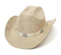 EOZY Sombrero de vaquera para mujeres y hombres, sombrero de ante de Cattleman, sombrero de fiesta de vaquero occidental, beige, 56-58