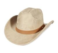 EOZY Sombrero de vaquero de ante estilo occidental para mujeres y hombres, correa de sombrero desmontable, vintage, sombrero de gamuza, sombrero de festival, sombrero de festival, protección ligera