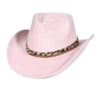 EOZY Sombrero de vaquero de ante estilo occidental para mujeres y hombres, correa de sombrero desmontable, vintage, sombrero de gamuza, sombrero de festival, sombrero de festival, protección ligera