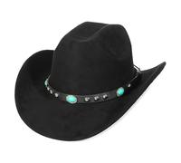 EOZY Sombrero de vaquero de ante estilo occidental para mujeres y hombres, correa de sombrero desmontable, vintage, sombrero de gamuza, sombrero de festival, sombrero de festival, protección ligera