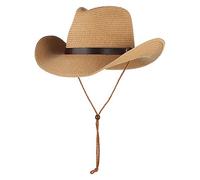 EOZY Sombrero de vaquero de paja para niños, de verano, sombrero de paja, marrón, 50