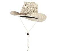 EOZY Sombrero de Vaquero Sombrero de Paja Sombrero de Verano para Hombre Sombrero Western Sombrero de protección Solar UV Sombrero de Panamá M Beige
