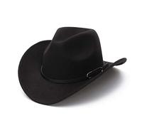 EOZY Sombrero de vaquero unisex clásico con ala enrollable, sombrero de vaquero occidental con cinturón, 7-7 1/4