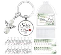 Epaing 15 llaveros con diseño de ángel de la guarda con texto en alemán «Schön dass es Dich gibt », regalo para novia, colega educadora, regalo de recuerdo