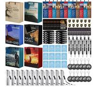 Epakh 120 piezas/12 juegos de artículos para el Día del Padre del Hombre de Dios, regalos a granel, bolsa de regalo, marcadores, bolígrafo, linterna, llaveros, pulsera con tarjeta de versículo de la
