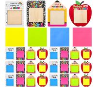 Epakh 24 juegos de regalos para profesores de regreso a clases, composición a granel, soporte para notas adhesivas con blocs de notas, dispensadores de notas adhesivas de madera, lápiz, diseño de