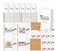 Epakh 60 Pcs Teacher Appreciation Gifts Bulk 12 A6 Spiral Notebooks 12 Teacher Gift Bags 12 Thank You Cards 12 Keychains and 12 Pens for Women Men Graduation Appreciation Week Office Supplies