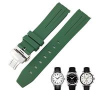 EPANO Correa de reloj de goma curvada de 19 mm y 20 mm para Tissot 1853 Lelocle PRC200 Rolex Submariner Hamilton Omega correa de reloj impermeable (color: verde, tamaño: 19 mm)