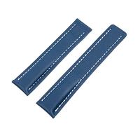 EPANO Correa de reloj de piel de becerro suave de 20 mm, 22 mm, 24 m, correas de reloj para Breitling Vengador/navitimer Premier pulsera hebilla plegable (color: azul claro plano, tamaño: 20 mm sin