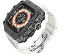 EPANO Kit de funda de reloj transparente de fibra de carbono, para Apple Watch Ultra 2 de 49 mm, correa de reloj de lujo + funda de reloj de fibra de carbono, para iWatch Series 9/8/7/6/5/4/SE de 45