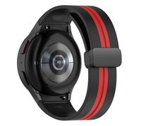 EPANO Silicone Magnetic Strap For Samsung Watch 4/5/6 40 44mm 5Pro 45mm Band For Galaxy Watch 4/6 Classic 42 43mm 46 47mm Watchbands(Black red,Watch 4 5 6 44MM)