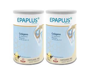 EPAPLUS - Colágeno en polvo - Pack 2 Unidades de 330 gr para 60 días Antiox - Sabor Vainilla - Con Ácido Hialurónico, Magnesio y Vit. B1, B2, B6, C y E - 330 g