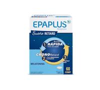 EPAPLUS Sleepcare, Melatonina Retard sin Triptófano, 60 Comprimidos x 1,98 mg, Melatonina de Liberación Prolongada 8h, Melatonina, Dormir Rápidamente
