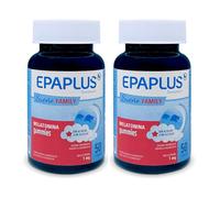 EPAPLUS Sueño Melatonina Family Gummies, Sabor Frambuesa, 1 mg, Ayuda a Conciliar el Sueño, Complemento alimenticio para dormir, Apto para Niños & Adultos (Pack de 2 Unidades - 100 Gominolas)