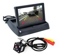 ePathChina 1 juego de mini monitor de coche plegable de alta resolución TFT LCD de 4.3 pulgadas con cámara de visión trasera para sistema de estacionamiento de marcha atrás del vehículo