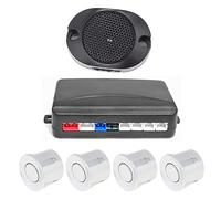 ePathChina Sistema de sensor de aparcamiento de 4 sensores con alarma audible y resistente al agua, asistente de coche trasero (plateado)