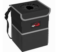 EPAuto Bote de Basura Impermeable para automóvil con Tapa y Bolsillos de Almacenamiento, Negro