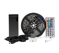 epbowpt 5050 SMD 5 M 16.4 Ft RGB 300 LED Tiras Luz Kit Strip de banda Luz Set resistente al agua IP65 en negro PCB con mando a distancia de 44 teclas + EU Plug DC 12 V Fuente de alimentación