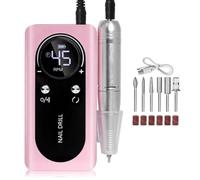 Epdpekc 45000RPM Taladro de Uñas Eléctrico Portátil de Lijadora de Uñas Recargable de Bajo Ruido para Herramienta de Salón de Manicura Rosa