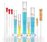 Epdpekc Juego de Cilindros de MedicióN Graduados de Vidrio, Juego de Cilindros de Borosilicato Premium con 3 Pipetas + 2 Cepillos + 1 Varilla Agitadora