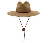 EPERDE Sombrero de paja Panamá de ala ancha para mujeres y hombres, con correa para la barbilla, para verano, jardín, playa